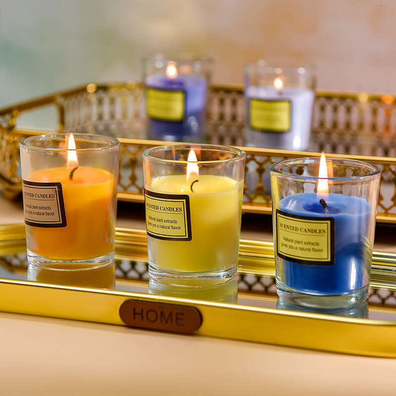 Cross-Border Small Round Colorful Scented Niche Fragrance Plant Essential Oil Smokeless Birthday Candle Cup Gift Wholesale Y260127