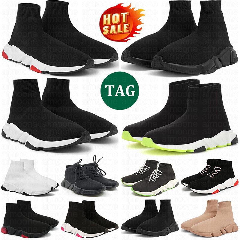 Designer men women sock shoes speed trainers knit slip-on lace-up clear sole platform sneakers 1.0 2.0 fashion breathable casual chaussure
