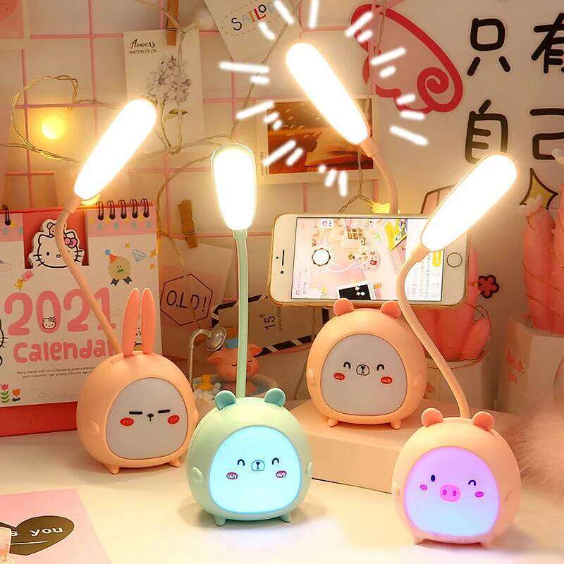 Desk Rabbit Cute Cartoon Lamp USB Rechargeable LED Reading Eye Protection Colorful Night Light New Z260127