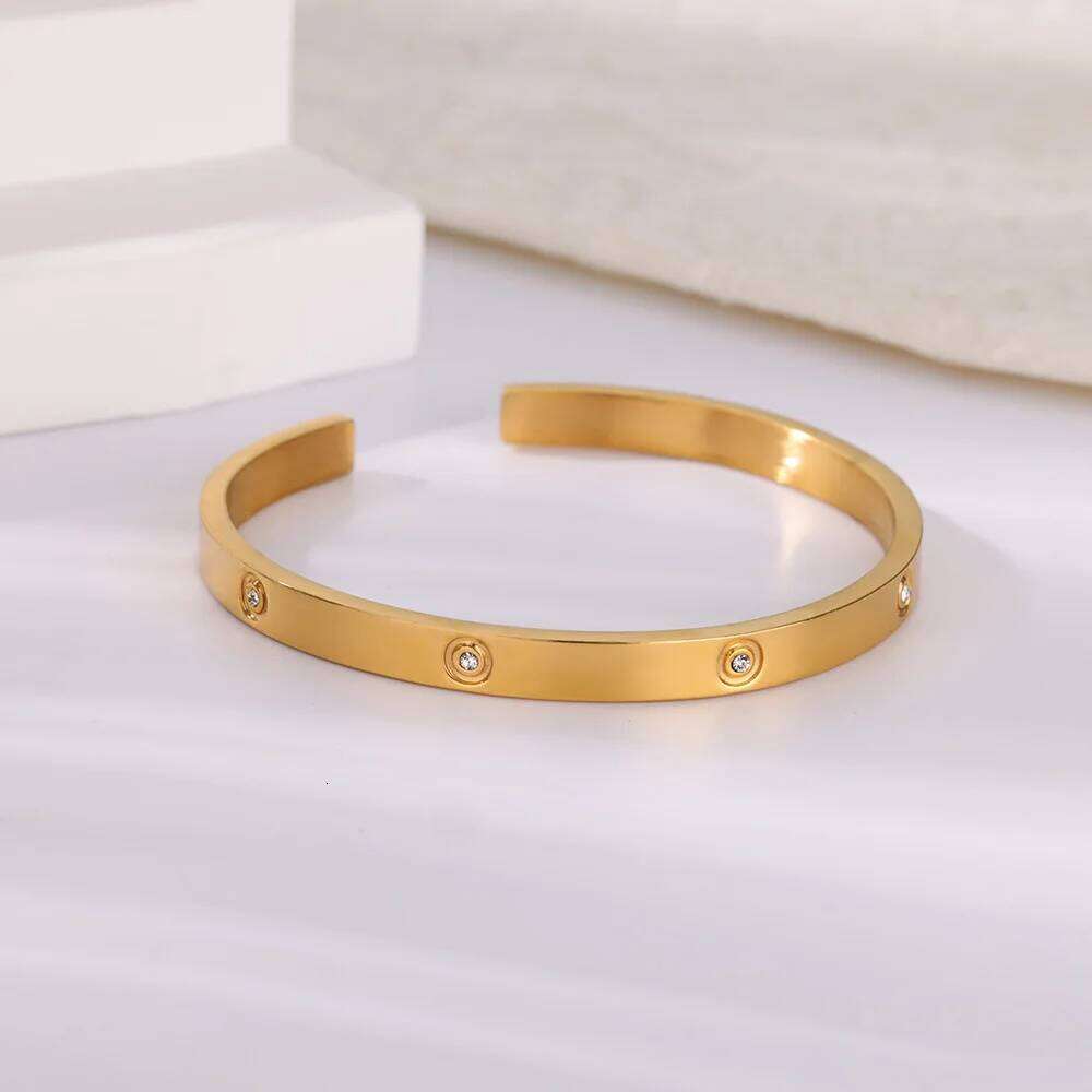 Luxury Brands Bracelets for Women Stainless Steel Bracelet Bangle 2024 Trend Cubic Zirconia Couple Wrist Jewelry pulseras mujer XJ260127