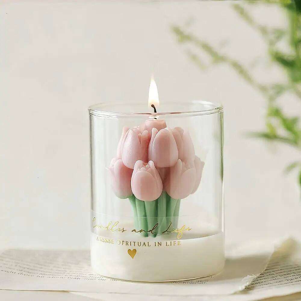 Tulip Bouquet, Handmade Scented Aromatherapy, Soy Wax Candle, Wedding Candles, Birthday, Party, Home Decoration Y260127