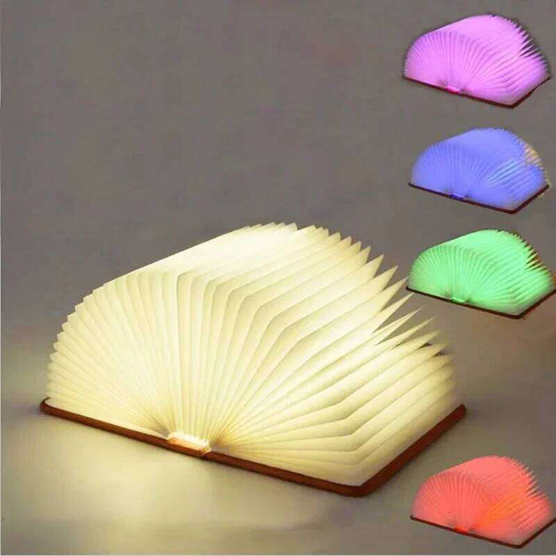 3D Folding Creative LED Night RGB Color USB Recharge Wooden Book Light Decor Bedroom Desk Table Lamp for Kid Brithday Gift Z260127