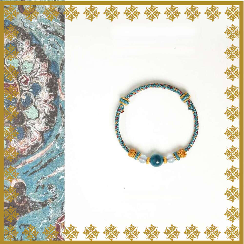 Dunhuang Artisan Crafted Blue Sugar Agate Bracelet - Natural Stone Adjustable Cord for Luck & Positive Energy