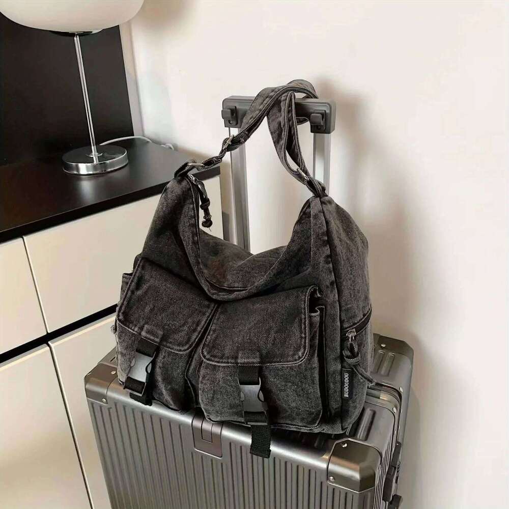 Denim Women's New Trendy Fashion Class Commuting Shoulder Large Capacity Crossbody Bag