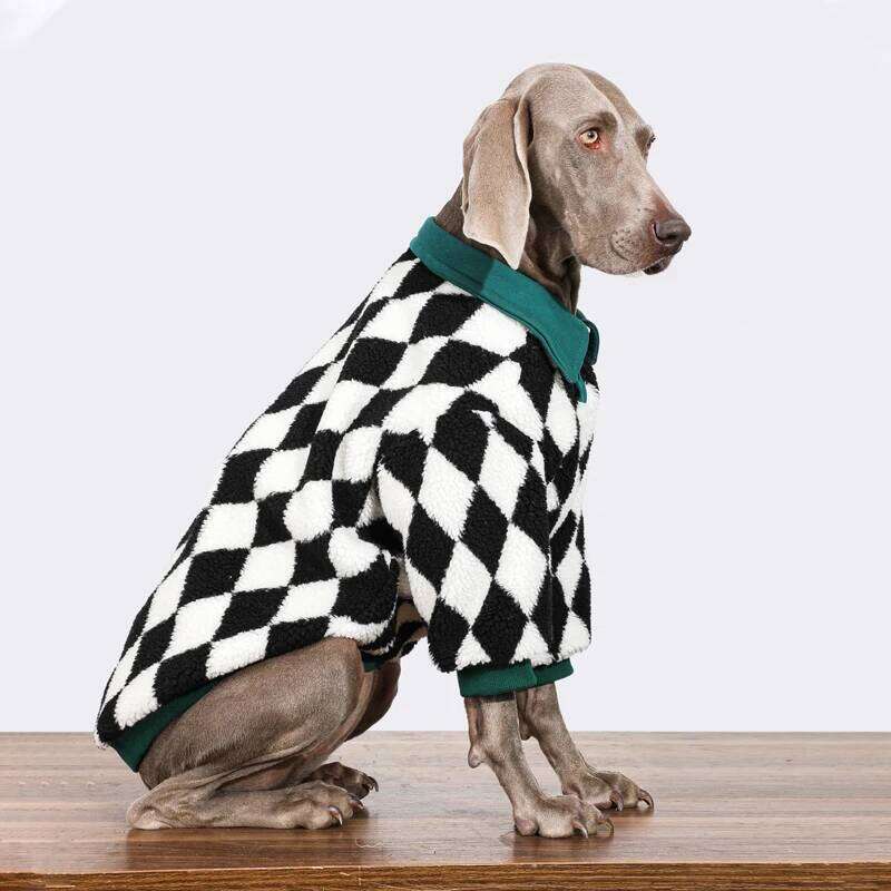 & Pet Clothes Collar Plaid Clothing Spring Winter Warm Dog Baseball Suit for Medium Large Dogs Labrador Golden pet supplies
