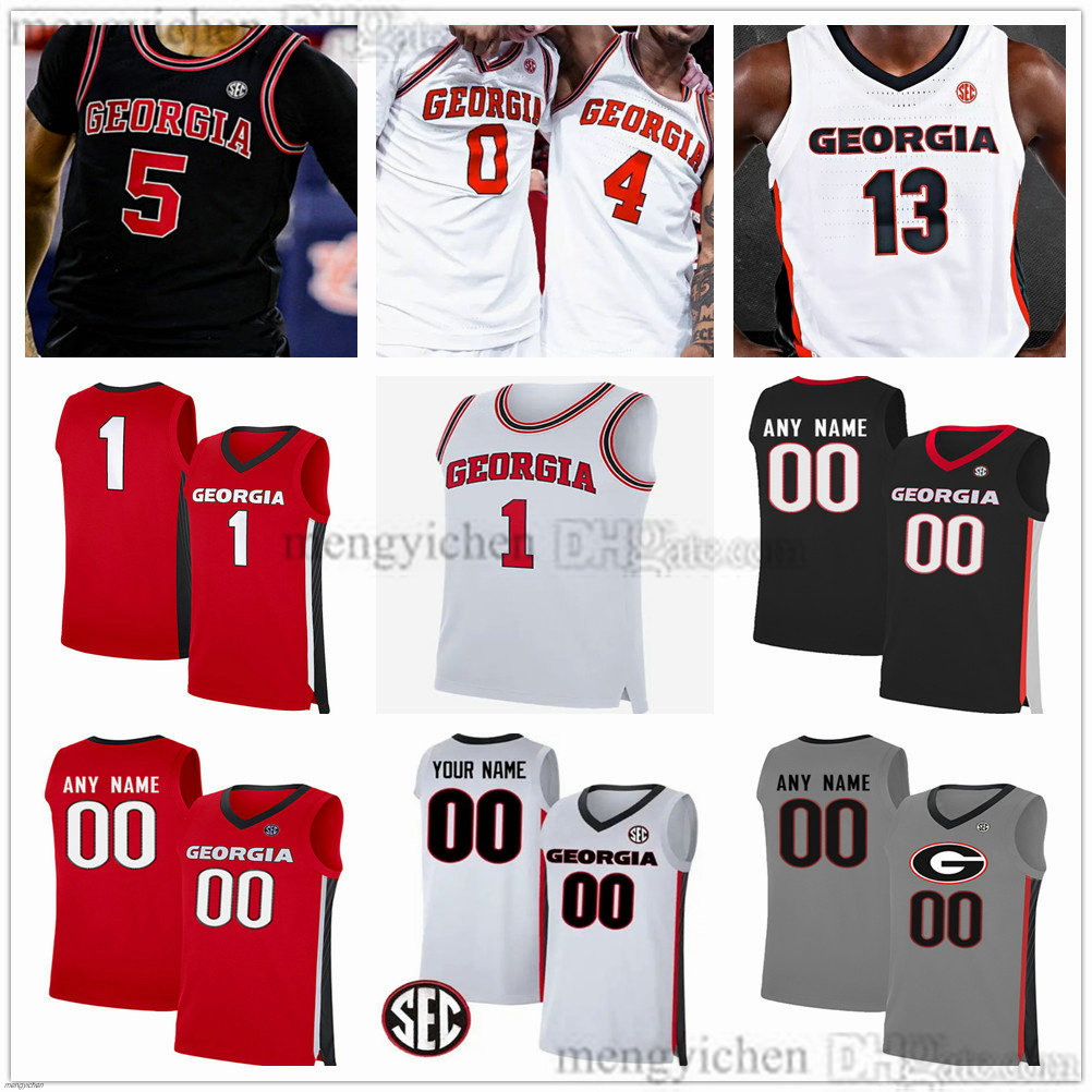 Men's Georgia College Basketball Jersey 5 Anthony Edwards 5 Jeremiah Wilkinson 4 Marcus Millender 2 Somto Cyril 3 Ross 0 Blue Cain 6 Kanon Catchings 1 Stagg Printed