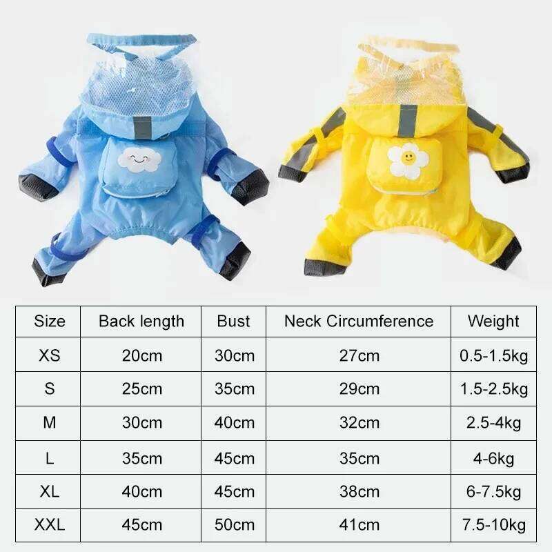 Puppy Dog Raincoat Rain Jacket Coverage 4 Legs Full Body Protection Waterproof Rainboot Small Dogs Pet Teddy Raining Coat XJ260127
