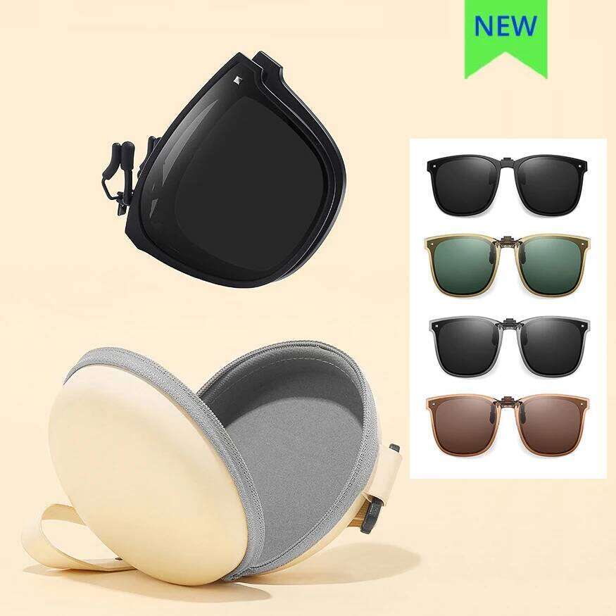 Folding Portable Sunglasses Clips Polarized UV400 Anti UVA UVB Oversized Square Flip Up Sun Glasses Lentes De Sol Mujer Z260127