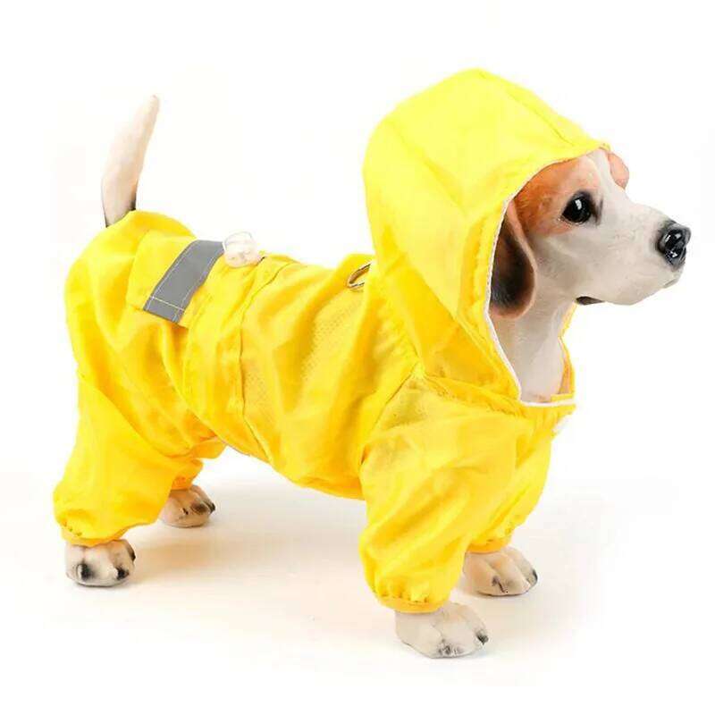 Dog Raincoat Outdoor Puppy Pet Rainwear Reflective Hooded Waterproof Jacket for Dogs Cats Apparel Clothes Supplies XJ260127