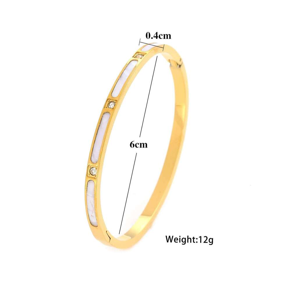 New style simple gold-plated titanium steel bracelets diamond-encrusted shell bracelet XJ260127