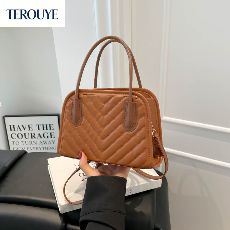 TEROUYE Korean style niche embossed design fashionable women's handbag autumn and winter new casual diamond grid texture style shoulder bag luxur