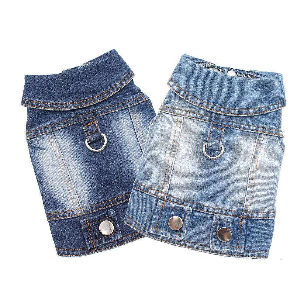 2024 New Thin Pet Jeans Jacket Puppy Denim Clothes with Dog Leash Traction Buckle Cool Harness Vest for Small Medium Dogs XJ260127