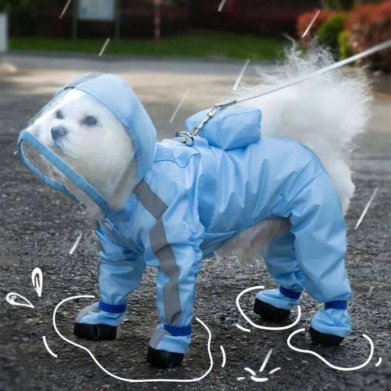Puppy Dog Raincoat Rain Jacket Coverage 4 Legs Full Body Protection Waterproof Rainboot Small Dogs Pet Teddy Raining Coat XJ260127