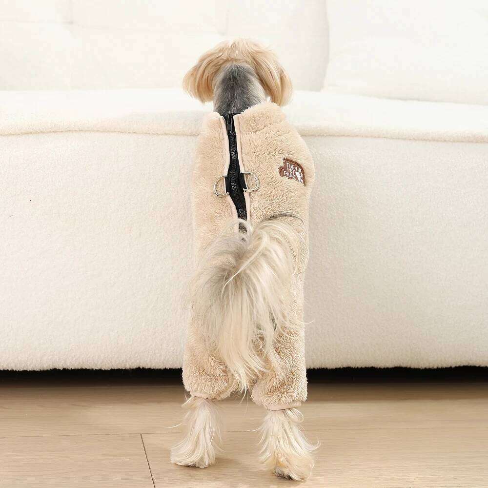 Soft Fleece Clothes Winter Four Legs Covered Plush Pet Coat D-Ring Zipper Puppy Jacket Autumn Overall For Small Middle Dog XJ260127