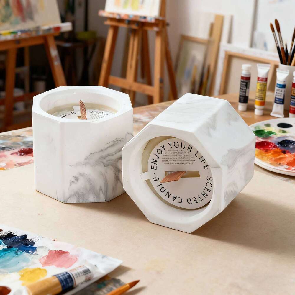 Aesthetic Water Ink Candle - Handmade Gypsum Cup, Hot Trend Home Decor Gift for Birthday, Relaxing Bedroom Aromatherapy, Soothin Y260127