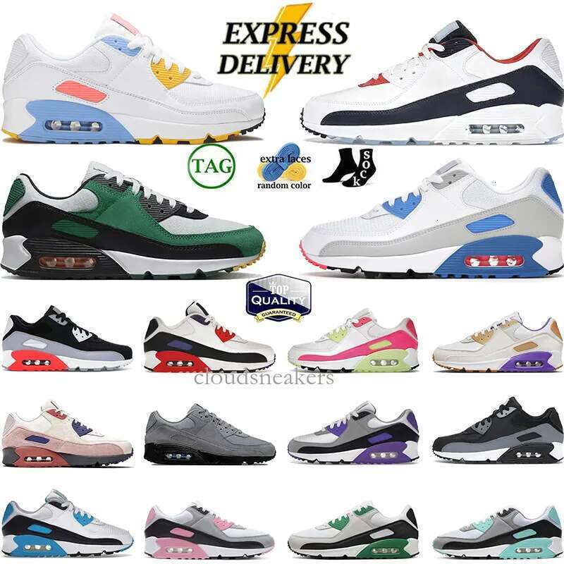 2026 Athletic 90 Sports Casual Designer 90s Men Women Hyper Solar Flare Hot Coral Gorge Green Running Shoes Recraft Leathers Mesh Laser Outdoor Sneakers