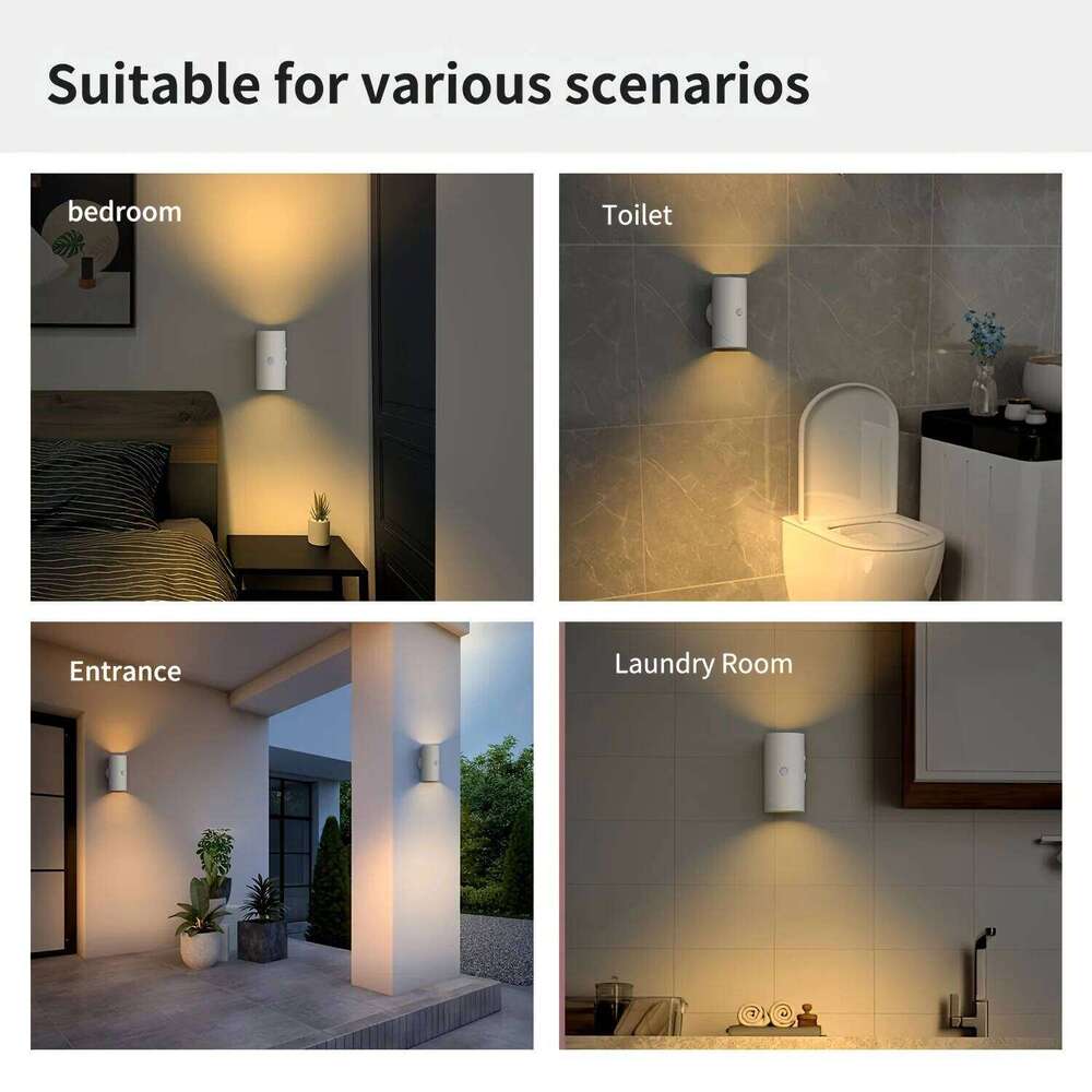 Rechargeable LED Night with Motion Sensor Wall Lamp 3 Modes Indoor Magnetic Staircase Light Z260127