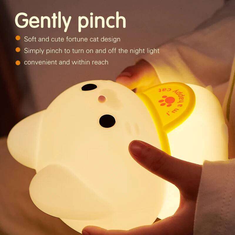 1pc Lucky cat LED night Room mood Bedroom decorative Cute animal lamp with sleeping light Z260127