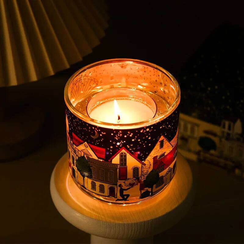 Scented Jar Festive Atmosphere Candles London Street Scene Pattern Heat Sensing Fragrance Candle for Holiday parties Y260127