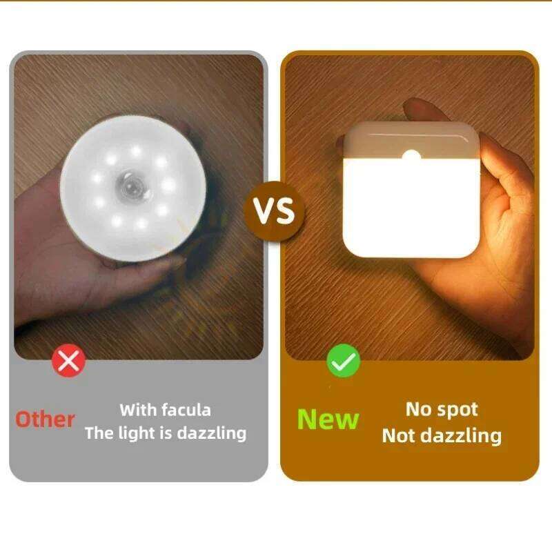 Motion Sensor USB Night Light LED Lamp With Switch Rechargeable Inductor Lights For Kitchen Stairs Hallway Closet Bedroom Z260127