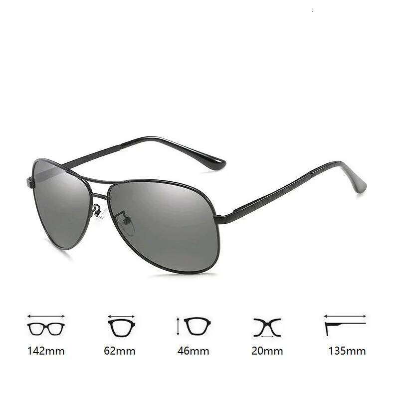 Luxury Photochromic Pilot Polarized Sunglasses Men Women Driving Chameleon Sun Glasses Change Color Day And Night UV400 Eyewear Z260127