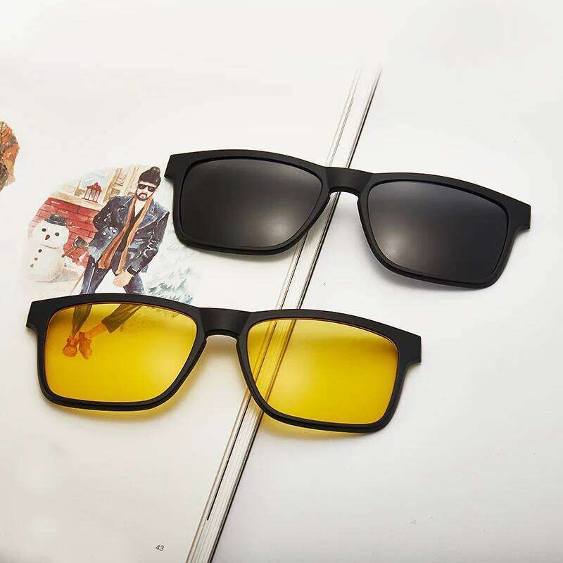6 In 1 Men Women Polarized Optical Magnetic Magnet Sunglasses Clip on Sun Glasses Frame And Bag Z260127