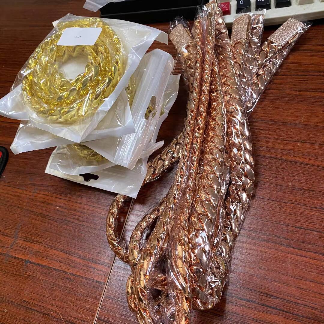 14K Rose Gold Plated Cuban Link Chain Necklace and Bracelet Set for Men Thick Brass Iced Out Clasp Hip Hop Streetwear Jewelry
