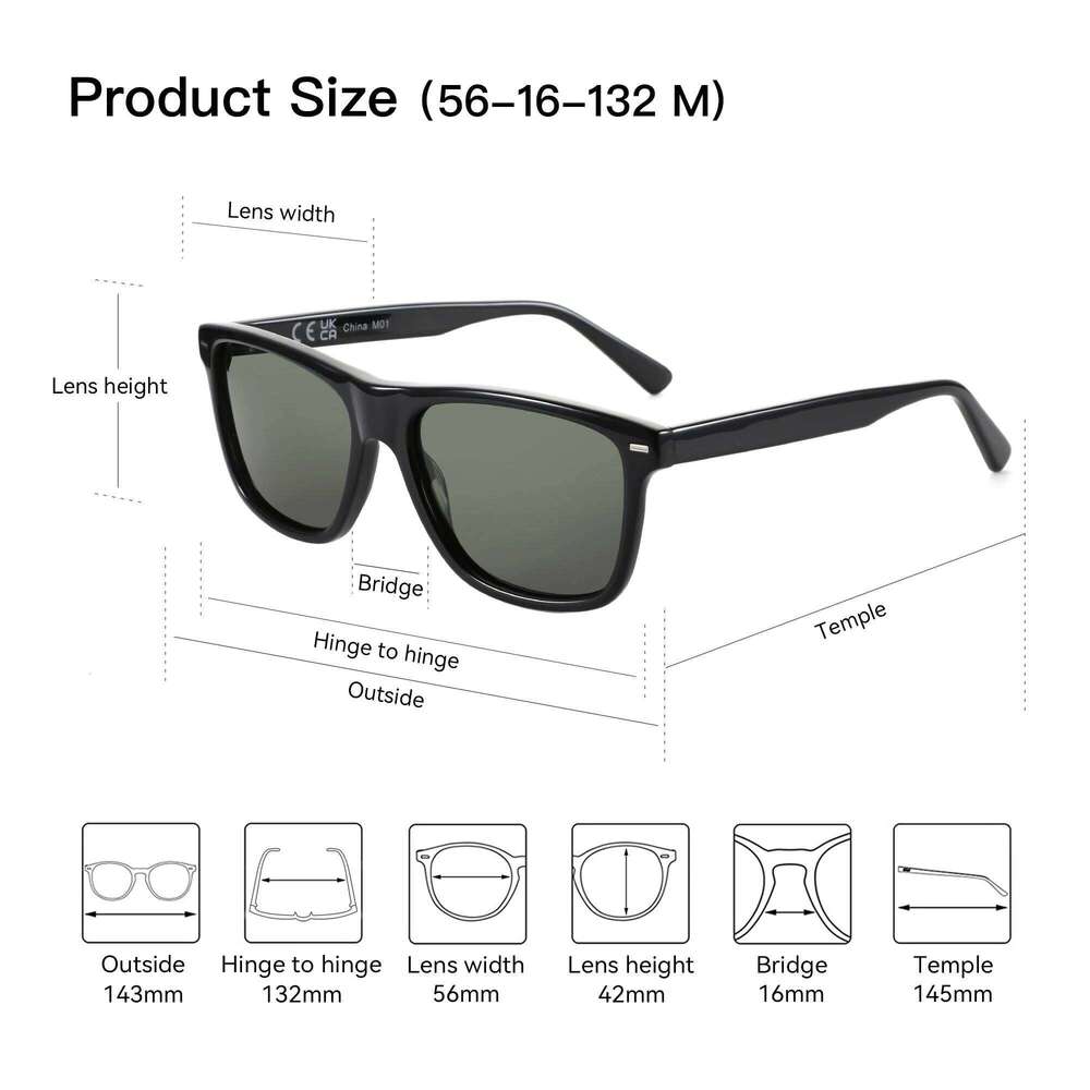 ZENOTTIC New Arrivals Square Polarized Sunglasses UV400 Protection Acetate Sun Glasses Classic Design Shade for Women Men Z260127