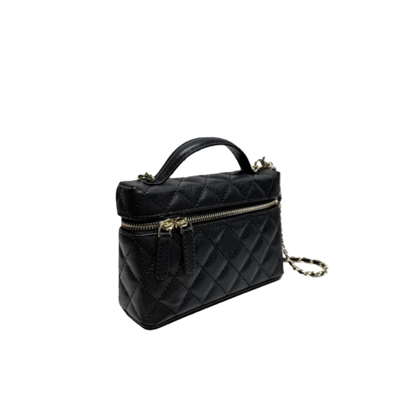 Genuine leather Woman bag handbag tote shoulder bag luxury famous design High quality mini cute cosmetic bags cases black caviar leather wholesale drop shipping