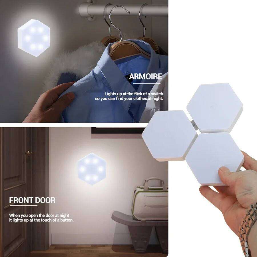 3/6pcs Control Hexagonal LED Light,Honeycomb Touch Sensitive Wall Night Lights, Honeycomb Lights Z260127