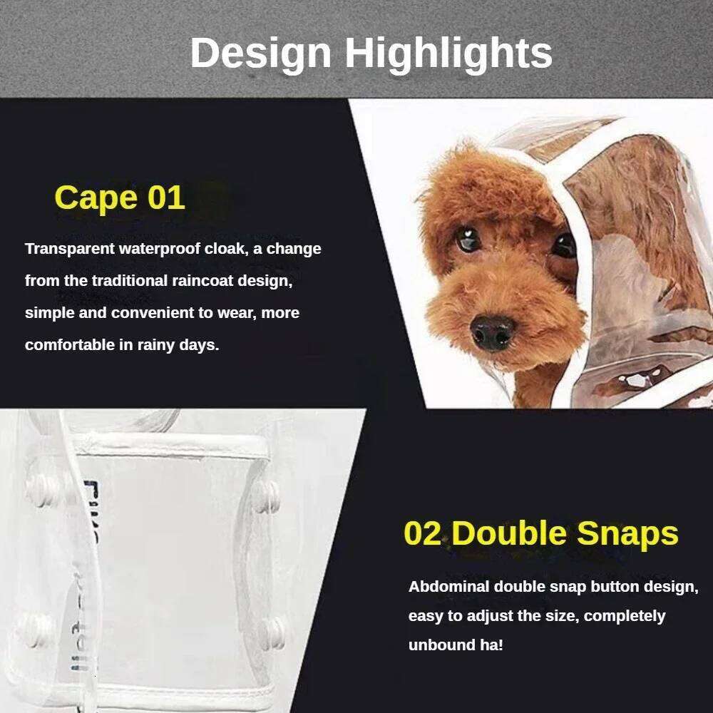 Clear Raincoat Rain Jacket Waterproof Coat for Samll Medium Dogs Teddy Shiba Dog Poncho Outdoor Walking Pet Clothes XJ260127