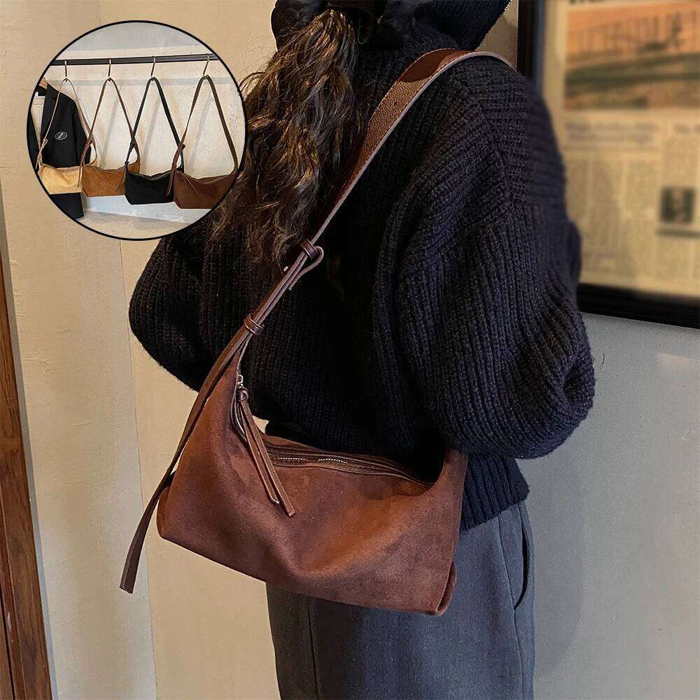 Niche Design Retro Versatile Faux Suede Underarm New Korean Style Fashion Texture Single Shoulder Women's Bag