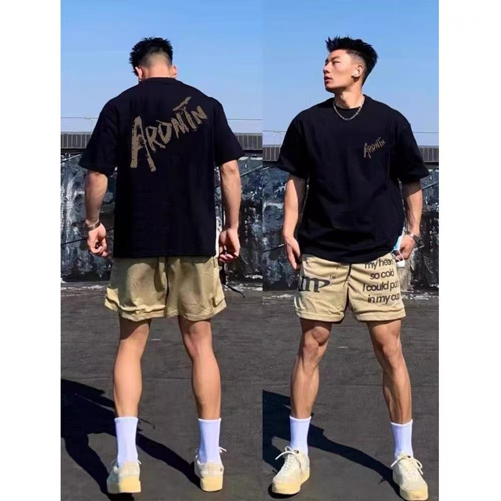 Men's short-sleeved summer trend loose letter print shirt