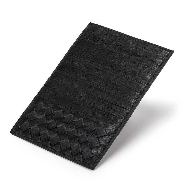 2026 new Woven sheepskin long card holder women's European and American fashion multi-card slot large capacity card case men's card holder f