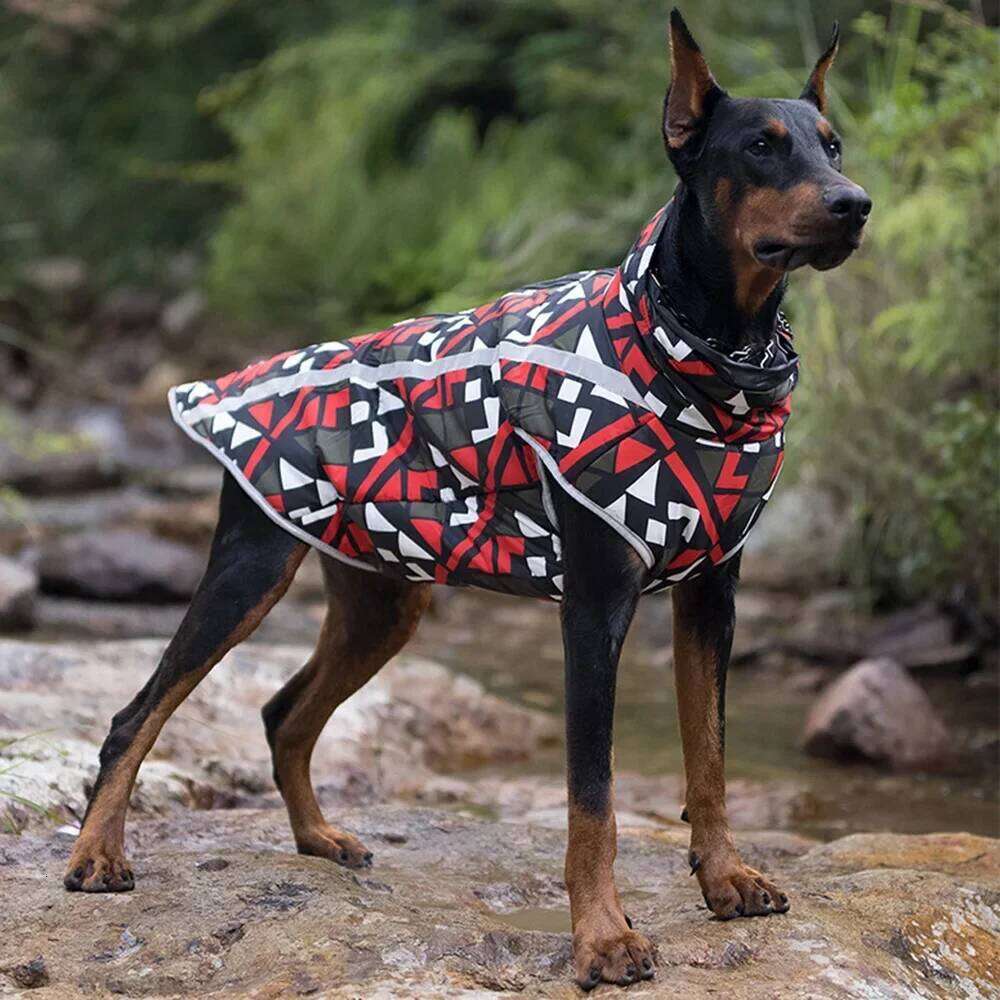 Autumn Winter Dog Clothes Waterproof Graffiti Pet Jacket for Medium Large Dogs Doberman Pinscher Weimaraner Outdoor Jackets XJ260127