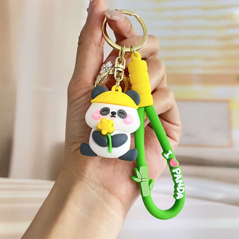 Baozhu Little Panda Car Pendant Doll PVC Keychain Hanging Decoration Key Ring Wholesale Cute Fun S260126