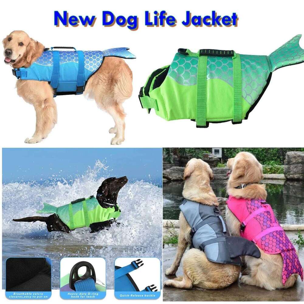 Pet Jacket Clothes Vest Collar Harness Dog Swimming Summer Swimwear Mermaid Shark Life jacket XJ260127