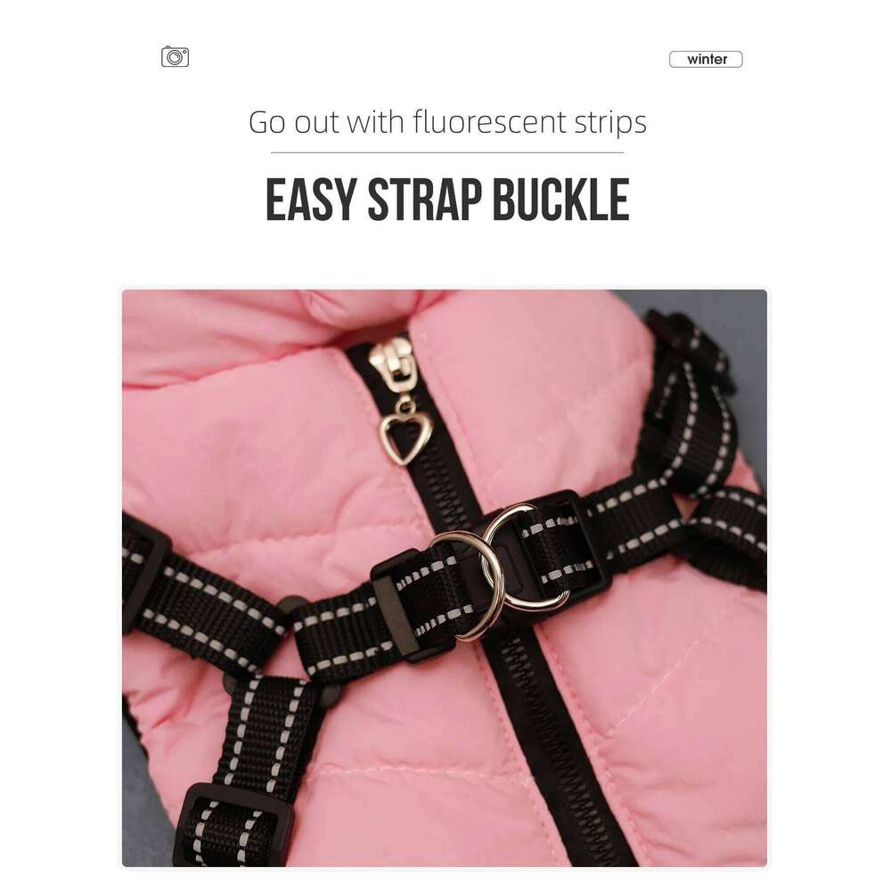 Comes with a traction ring, pet coat, jacket, three-layer thick warm dog clothing, autumn and winter waterproof fabric, small an XJ260127