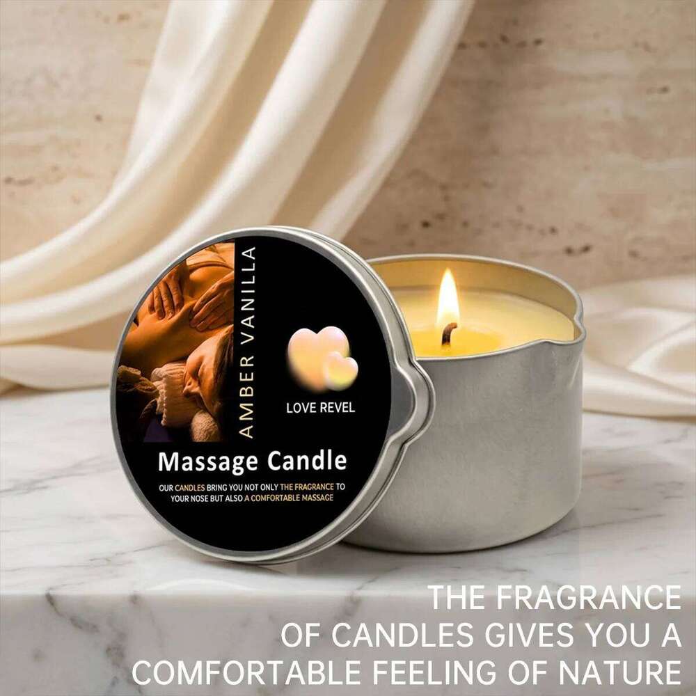 Massage Oil Candle, 2oz Vanilla Amber Aromatherapy with Soy Wax, Moisturizing Christmas Decoration for Home, Gift Candle Holders Y260127