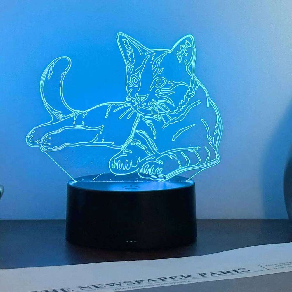 3D cute cat night 7-color RGB ambient USB power supply, bedroom desktop party decoration light, gift light. Z260127