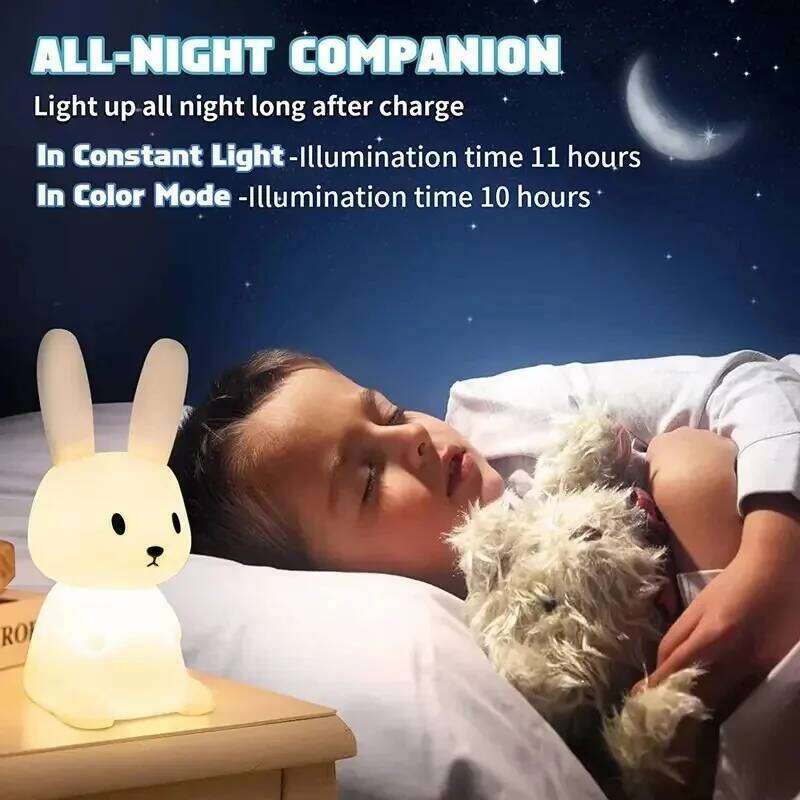 LED Night light Silicone Rabbit Touch Sensor lamp Cute Animal Light Bedroom Gift for Kid Baby Child Table Lamp Home Decor Z260127