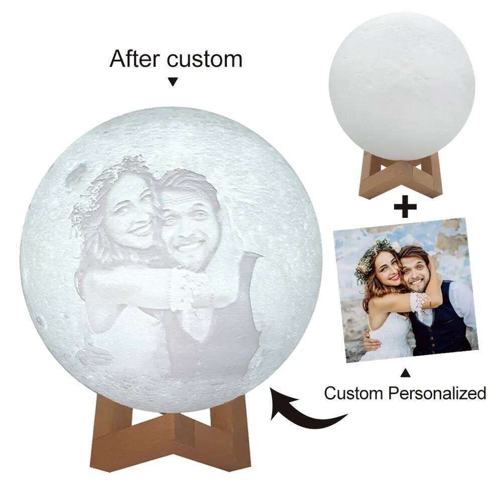 3D Printing Moon Lamp Personalized Photo Text Customized USB Night Light Birthday Mother Day Valentine's Christmas Lunar Gift Z260127
