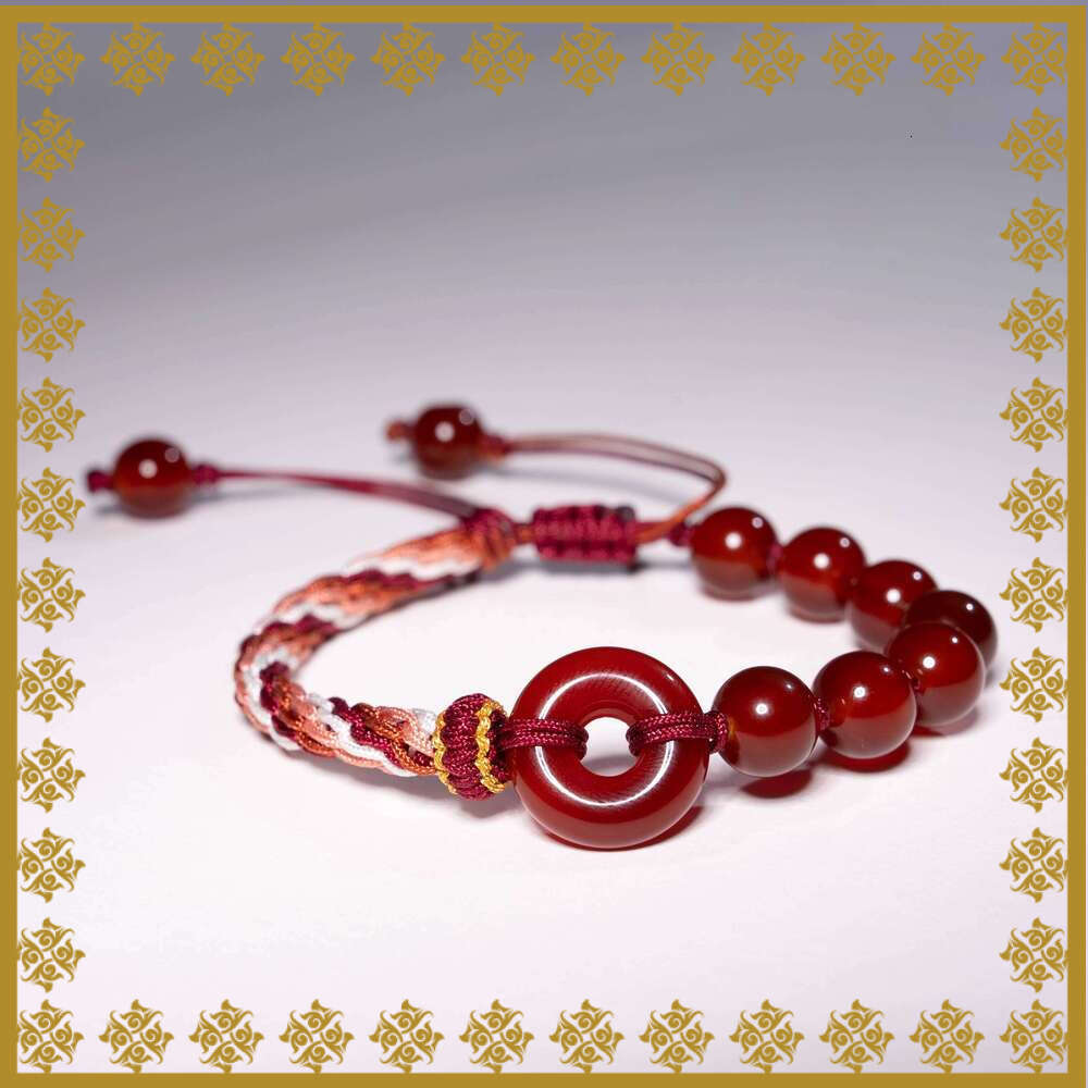 Dunhuang Red Agate Bracelet - Hand Woven Stone String from Dunhuang Jade Research Institute & Cultural Creative