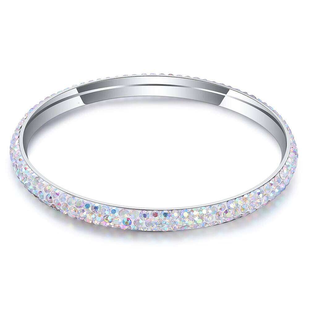 Fashion Three Row Crystal Pave Bangles For Women High Quality Stainless Steel Jewelry Wholesale Bracelet Bangle XJ260127