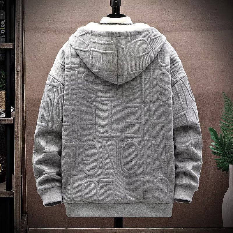 Free Shipping Winter New Men Fashionable Thick Zipper Hoodie Trendy Loose and Versatile Coat