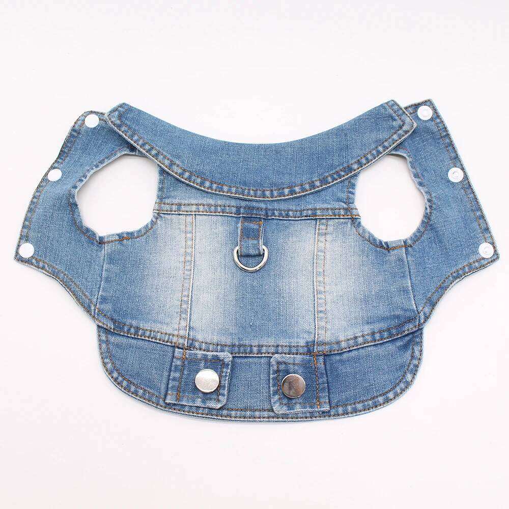 2024 New Thin Pet Jeans Jacket Puppy Denim Clothes with Dog Leash Traction Buckle Cool Harness Vest for Small Medium Dogs XJ260127