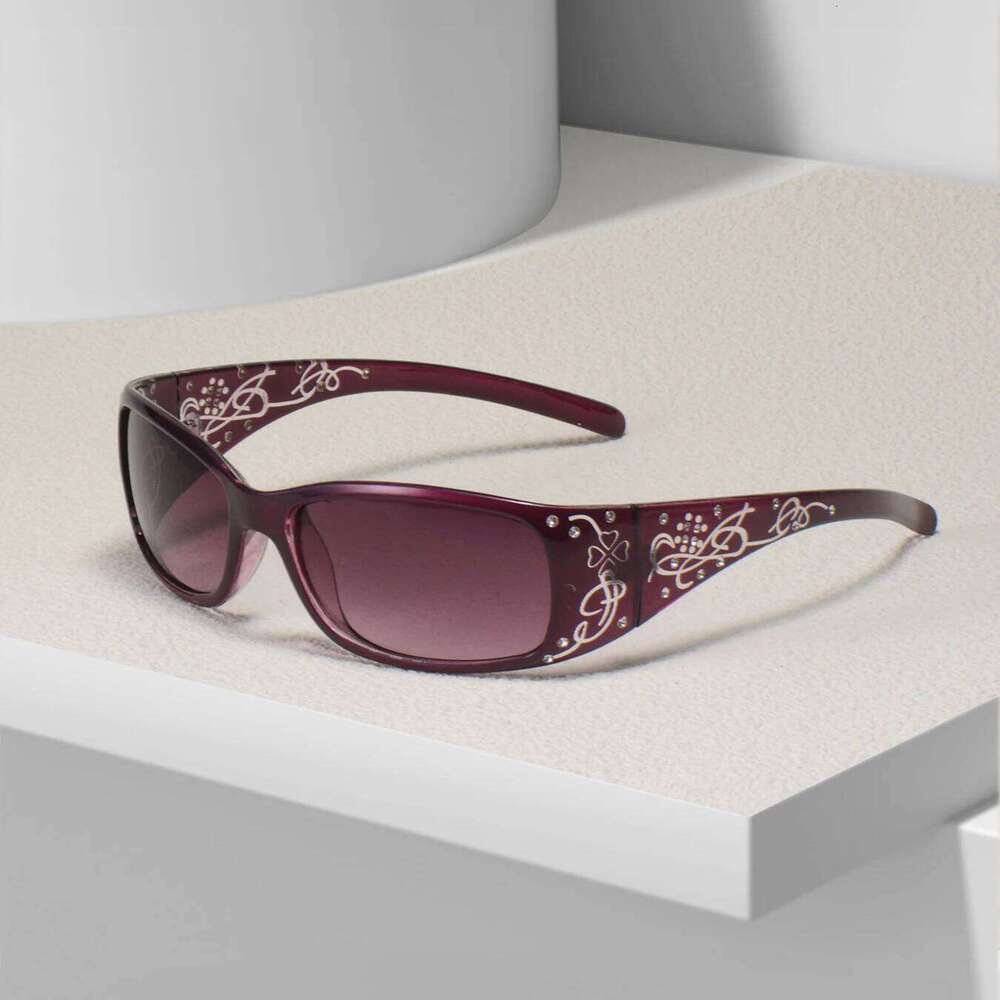 Pattern Decoration Diamond-Encrusted Square Frame Sunglasses Retro Style Daily Classic Fashion Ladies Vacation Travel Glasses Z260127