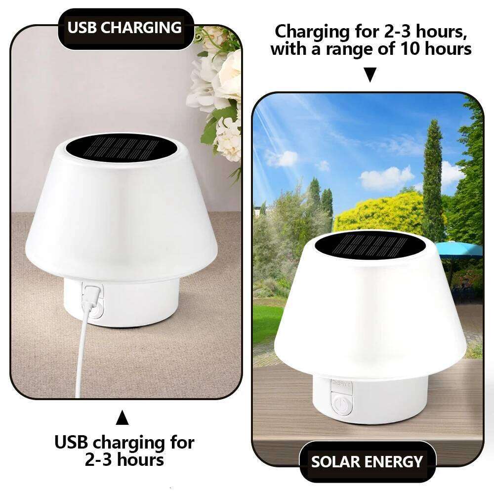 Mushroom Table Lamp Solar and USB Powered Outdoor Indoor Portable Landscape Light Camping Patio Wedding Garden Bar Z260127