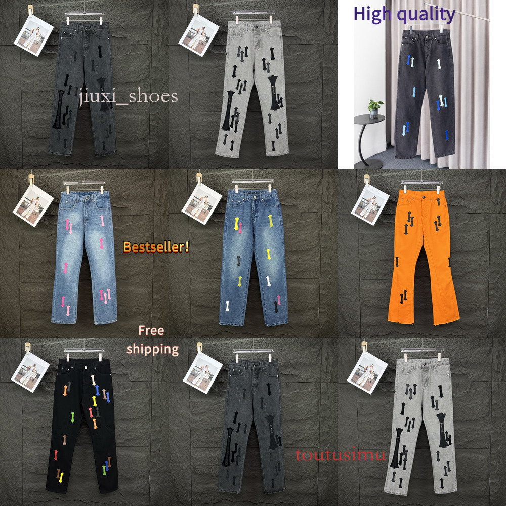 chromelys jeans designer fashion Cross Sanskrit Embroidery Pants Denim Ch Distressed Rippedbiker Slim Fit Motorcycle Men Women Hip Hop chromejeans 01f