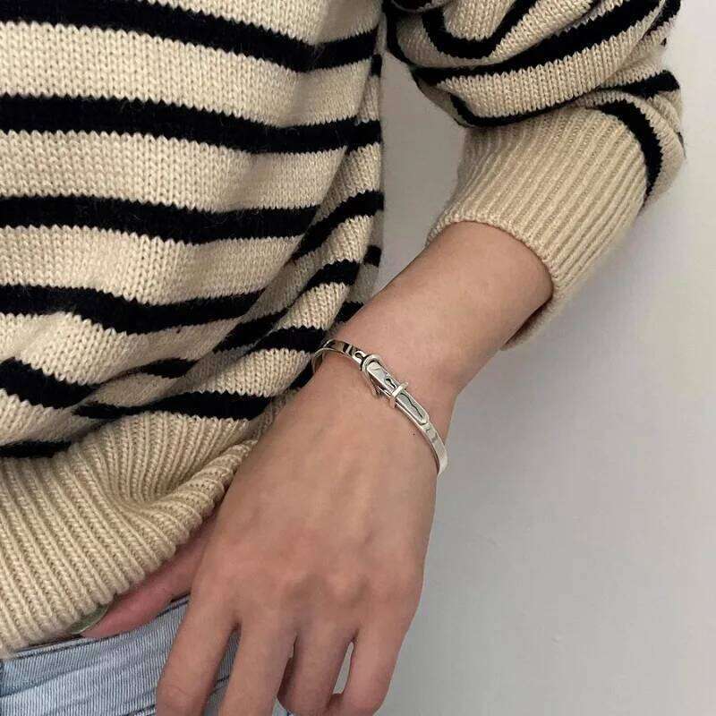 New 925 Sterling Silver Metallic Belt Vintage Punk Bracelet Bangle For Woman Girl Fashion Jewelry Gift Dropship Wholesale XJ260127